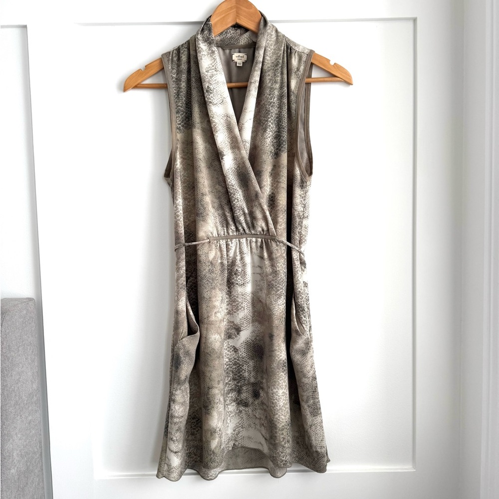 Aritzia Wilfred Sabine Snake Print Neutral Mini Dress XS